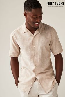 Only & Sons Grey Printed Linen Resort Shirt (B82248) | Kč1,190