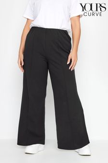 Yours Curve Black Pintuck Wide Leg Trousers (B82253) | HK$278