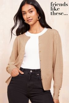 رمادي بني - Friends Like These Crew Neck Cardigan (B82328) | ‏172 ر.س.‏