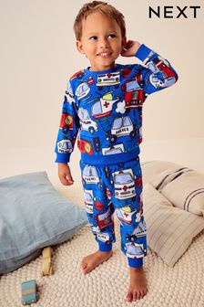 Red/Blue Emergency Vehicle Single Soft Touch Fleece With Elastane Pyjamas (9mths-12yrs) (B82370) | OMR7 - OMR9