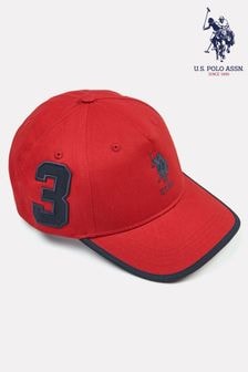 U.S. Polo Assn. Red Mens Player 3 Baseball 100% Cotton Cap (B82398) | $43