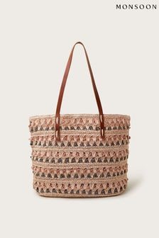 Monsoon Cream Tonal Raffia Shopper Bag (B82434) | AED419