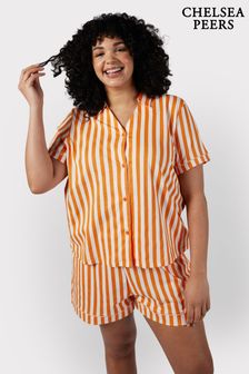 Chelsea Peers Orange Curve Organic Cotton Stripe Short Pyjama Set (B82683) | €64