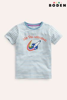 Boden Blue Embroidered Graphic T-Shirt (B82707) | €24 - €26
