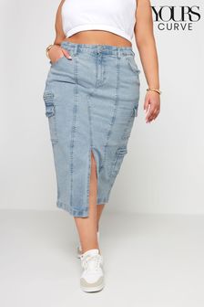 أزرق - Yours Curve Maxi Zip Skirt (B82815) | 172 د.إ