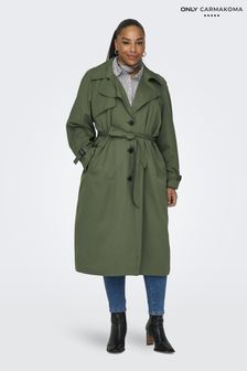 ONLY Curve Green Tie Waist Trench Coat (B82951) | OMR34