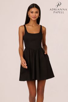 فستان قصير قطن قابل للتمدد أسود من Adrianna Papell (B83110) | 759 ر.س