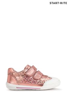 Start Rite Rose Gold Roundabout Leather Rip Tape Pre School Trainers