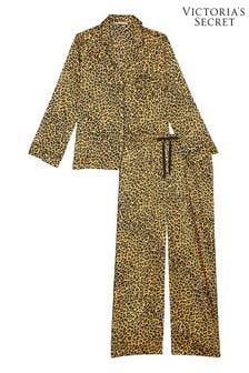 Victoria's Secret Brown Leopard Satin Long Pyjama Set (B83235) | €109