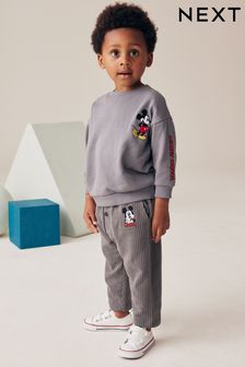 Charcoal Grey Mickey Sweatshirt and Stripe 100% Cotton Joggers Set (3mths-8yrs) (B83305) | ￥5,250 - ￥6,020