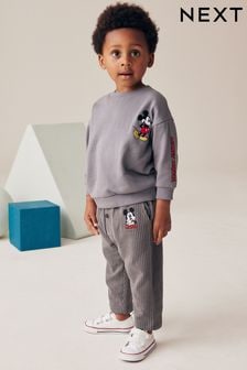 Charcoal Grey Mickey Sweatshirt and Stripe 100% Cotton Joggers Set (3mths-8yrs) (B83305) | $46 - $53