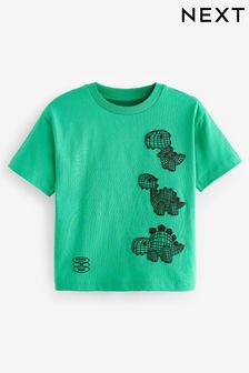 Green/Black Dinosaur Short Sleeve Character T-Shirt (3mths-7yrs) (B83312) | OMR3 - OMR4