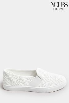 Bela - Yours Curve Broderie Anglaise Slip-on Trainers In Wide E Fit (B83384) | €27