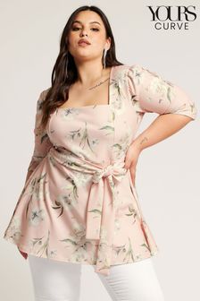 YOURS LONDON Curve Pink Floral Print Square Neck Top (B83391) | €61