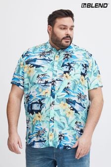 Blend Blue Floral Print Short Sleeve Shirt (B83498) | $48