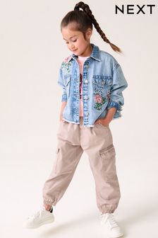 Středně modrá - Embroidered Denim Shacket (3-16yrs) (B83566) | 685 Kč - 910 Kč