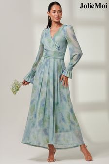 Jolie Moi Blue Tie Dye Print Mesh Maxi Dress (B83909) | €140