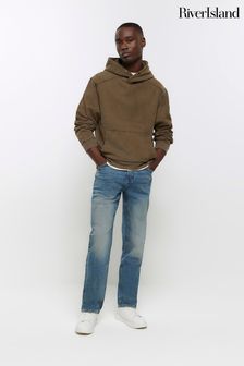 River Island Straight Fit Faded Jeans