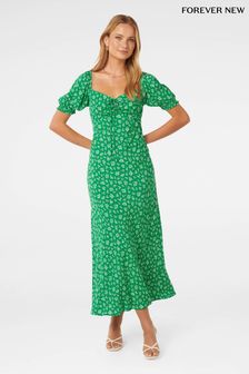 Forever New Green Stevie Puff Sleeves Midi Dress (B84280) | €140