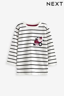 Black/Ecru Long Sleeves Christmas 100% Cotton T-Shirt (3mths-7yrs) (B84367) | €11 - €14