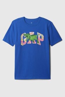 Gap Blue Dino Logo Graphic Short Sleeve Crew Neck T-Shirt (4-13yrs) (B84382) | €14