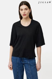 Schwarz - Blythe Leinen-T-Shirt mit halblangen Ärmeln (B84434) | 106 €