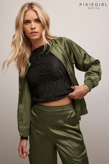 PixieGirl Petite Green Satin Bomber Jacket (B84449) | €41