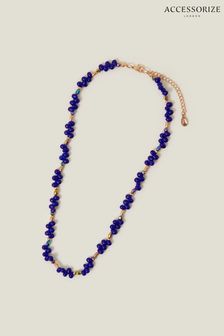 Accessorize Blue Teardrop Beaded Necklace (B84478) | AED121