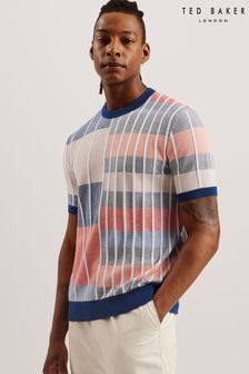 Ted Baker Cream Barda Short Sleeve Regular Striped Knitted T-Shirt (B84484) | 350 QAR