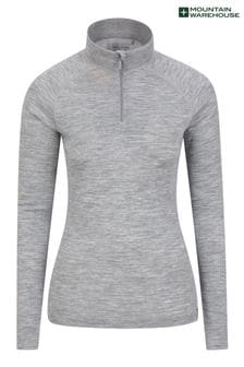 Siva - Mountain Warehouse ženska termo majica iz merino volne z zadrgo na ovratniku (B84497) | €55