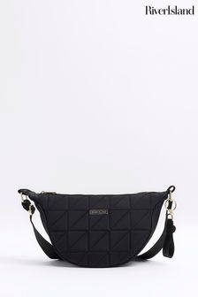 River Island Black Soft Scoop Quilted Cross-Body Bag (B84576) | HK$308