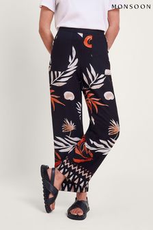 Monsoon Black Print Carlotta Trousers (B84693) | €78