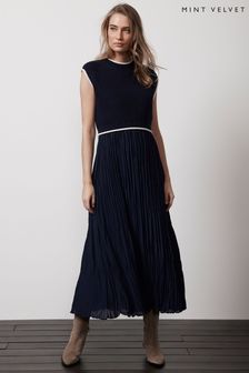 Mint Velvet Blue Ribbed Knit Dress (B84921) | 638 QAR