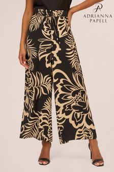 Adrianna Papell Printed Drawstring Waist Pull On Woven Black Trousers (B85524) | kr900