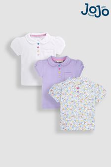 JoJo Maman Bébé Lilac 3-Pack Pretty Polo Shirts (B85733) | SGD 54