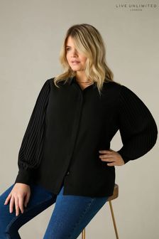 Live Unlimited Curve Black Pleated Sleeve Shirt
