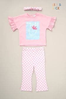 Lily & Jack 3-teiliges Outfit-Set mit Top, ausgestellten Leggings und Stirnband, Rosa (B85848) | 28 €