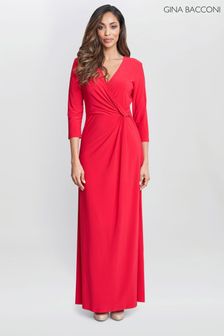 Gina Bacconi Red Celine Jersey Wrap Maxi Dress (B86046) | AED776