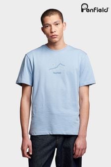 Penfield Blue Mens Relaxed Fit Embroidered Mountain T-Shirt (B86088) | $69