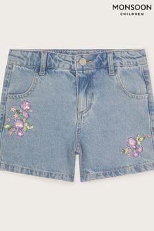 Monsoon Blue Floral Embellished Denim Shorts (B86108) | €25 - €31