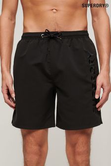 Superdry Black Sport Graphic 17 Inch Recycled Swim Shorts (B86410) | SGD 87