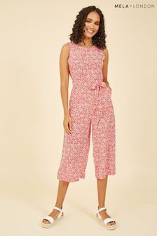 Mela Red Ditsy Floral Print Culotte Jumpsuit (B86470) | AED211