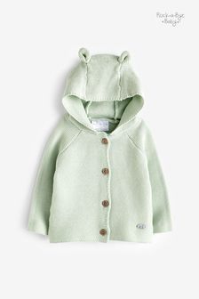 Cardigan tricotat din bumbac cu ursuleț Rock-a-bye Baby Boutique Verde Hanorac (B86496) | 107 LEI