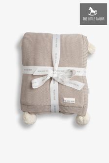 The Little Tailor Baby Natural Pom Pom Plush Lined Blanket (B86522) | €64