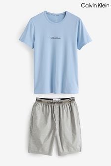 Calvin Klein Blue Chrome Slogan T-Shirt And Shorts Set (B86559) | €118