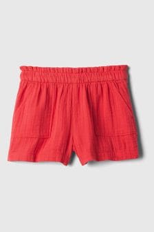 Roșu - Pantaloni scurți cu elastic în talie din bumbac Bebeluși încrețituri Gap (12 luni - 5 ani) (B86646) | 72 LEI