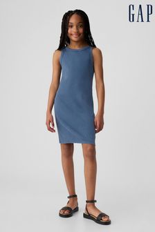 Gap Blue Cotton Ribbed Sleeveless Tank Dress (4-13yrs) (B86663) | €13.50