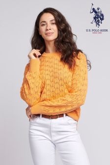 U.S. Polo Assn. Regular Fit Womens Orange Pointelle Knit Jumper (B86752) | 4,005 UAH