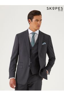 Skopes Tailored Fit Grey Madrid Charcoal Suit Jacket (B86778) | SGD 194