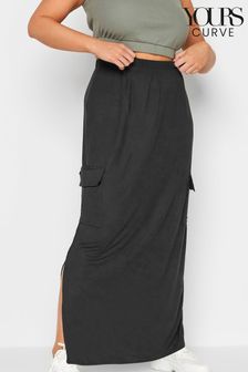 Yours Curve Black Maxi Cargo Skirt (B86907) | $45